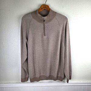 Tahari NWT Men's Beige Wool Blend Quarter Zip Pull Over Sweater Size XXL/2xl